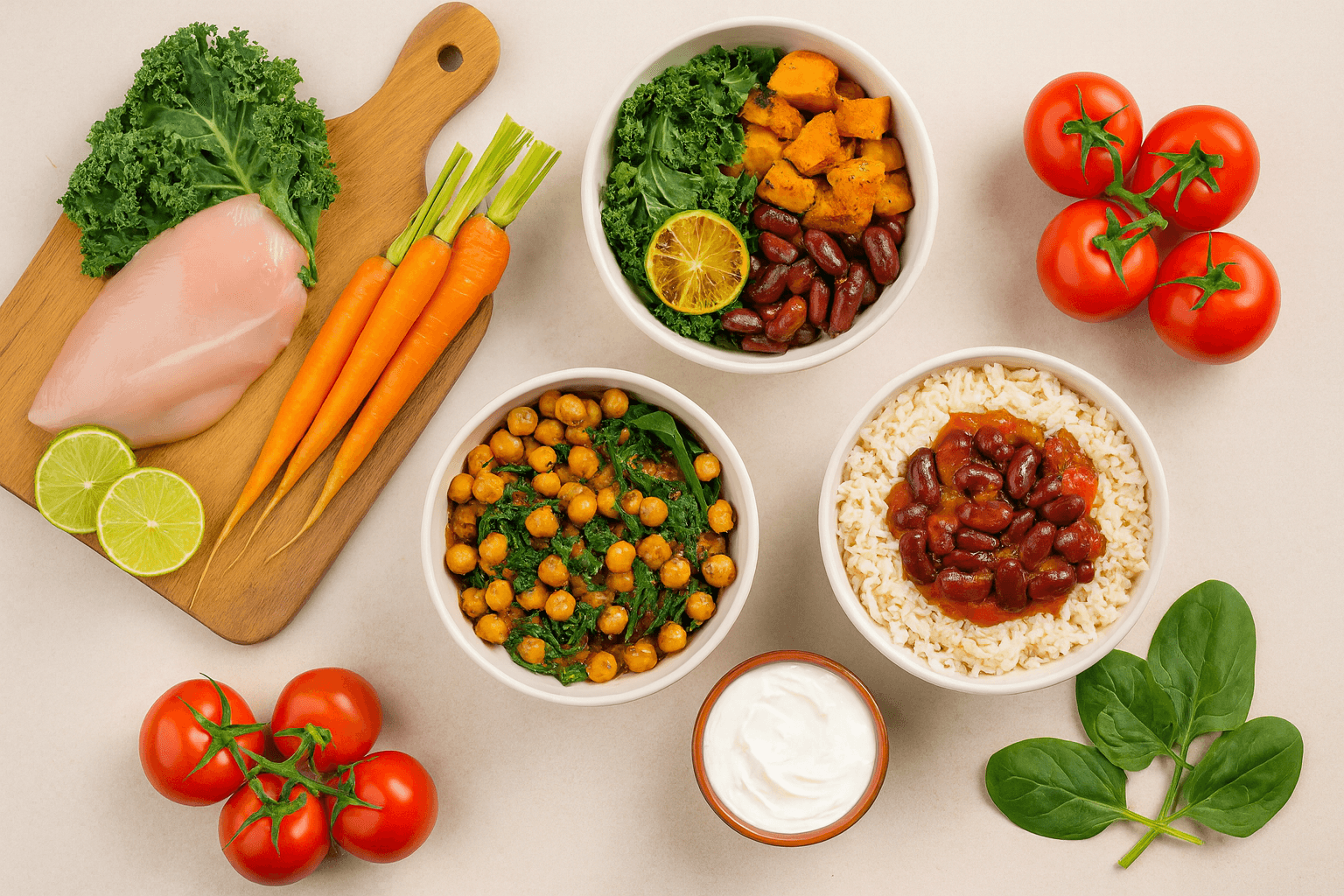 Fresh ingredients and cooking preparation